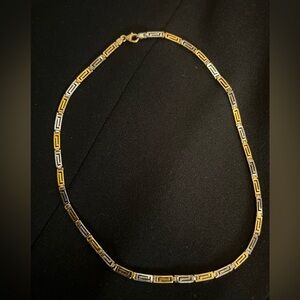 925 Sterling silver 18” Greek style two tone men’s chain necklace